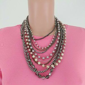 DAVID BRIDAL PEARL AND CHAIN NECKLACE